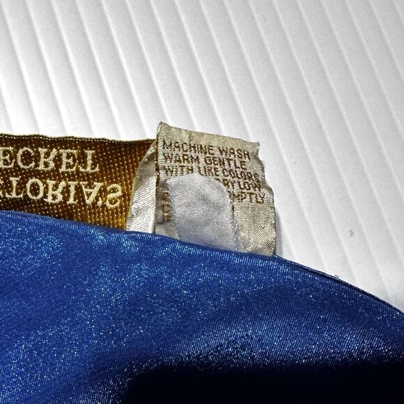 Vintage Victoria Secret Gold Label Slip Dress Long 90's Blue M Medium Satin Gown - Picture 7 of 12